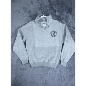 Pacific & Co Oak Island North Carolina Quarter Zip Pullover Sweater Grey Large